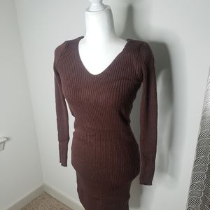 Solid Ribbed Knit sweater dress